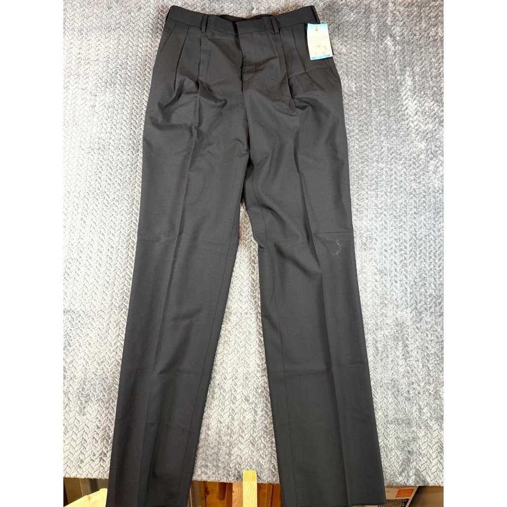 Doc & Amelia Premier Dress Pants Mens 32 Black Pleated Straight Formal Business